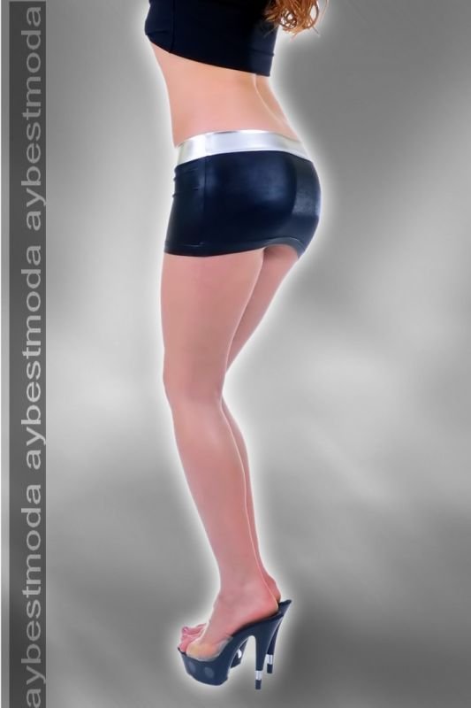 Siyah Silver Seksi Mini Etek - Mini Skirt ABM2891