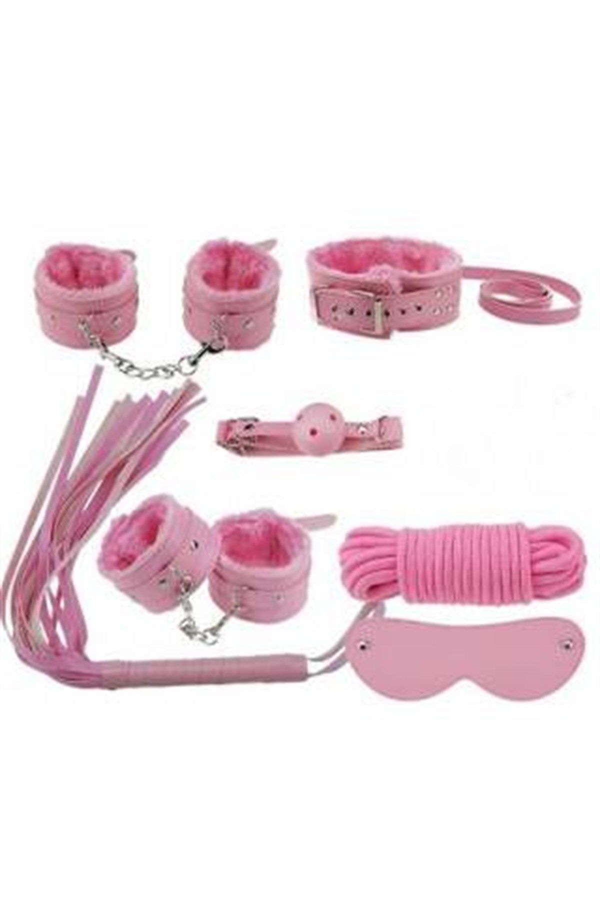 Pembe Fantezi Kelepçe Kırbaç Seti AMB8911