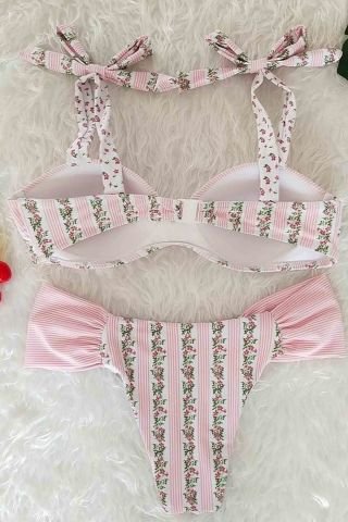 Desenli Bikini Takım Pembe ABM8931