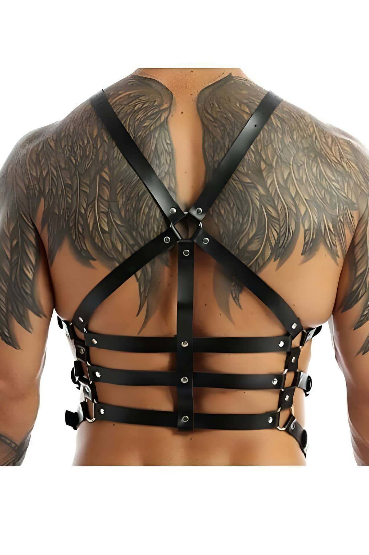 Sıralı Deri Vücut Kemeri Erkek Harness ABM9952
