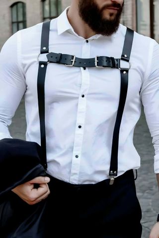 Şık Deri Vücut Kemeri Erkek Harness ABM9953