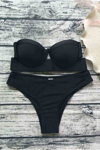 Siyah Straplez Bikini Takım ABM8964