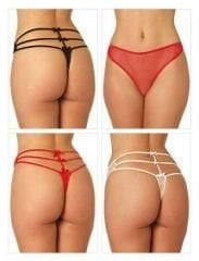 Transparan Fiyonklarla Süslü G-String 384002