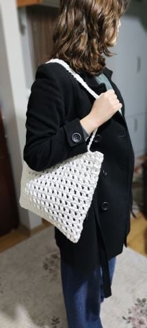 Veronika Beyaz Çanta 36cm x 28cm ABM9973