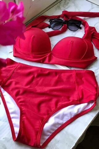 Kırmızı Yuksek Bel Bikini Takım ABM8976