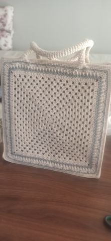 Coton İp El Örgüsü Motifli Çanta 35cm x35cm x 10cm ABM9980