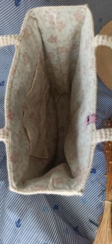 Coton İp El Örgüsü Motifli Çanta 35cm x35cm x 10cm ABM9980