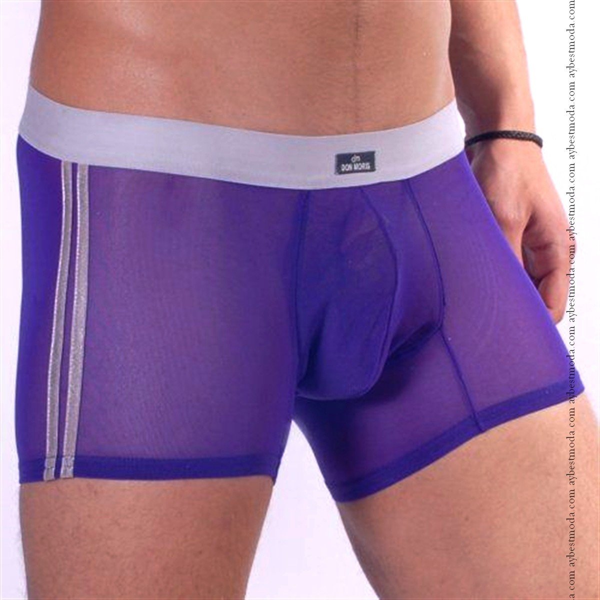 Mor Transparan Lame Şeritli Erkek Boxer ABM2981