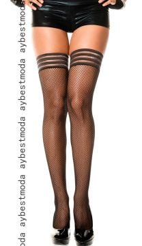 Bantlı Fileli Jartiyer Çorabı ABM3982