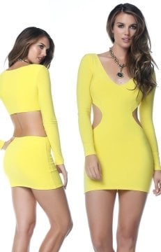 Yan Kısımları Dekolteli Mini Elbise ABM4993