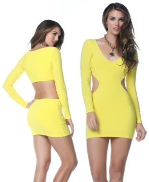 Yan Kısımları Dekolteli Mini Elbise ABM4993