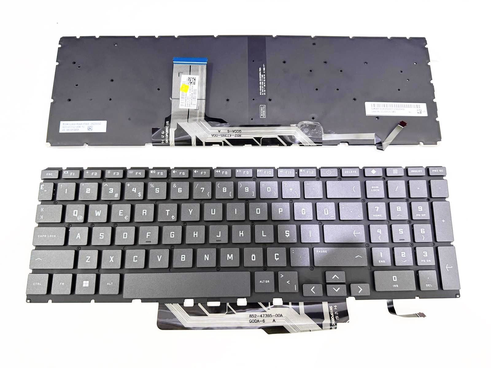 Hp Victus Gaming 15-fa, 15-fb 16-d, 16-e, 16-s, 16-r, Tpn-c169 Tpn-c170 Tpn-q263 Tpn-q264 Tpn-q278 Tpn-q279 V204346as1 Işıklı Orjınal Klavye Tuş Takımı