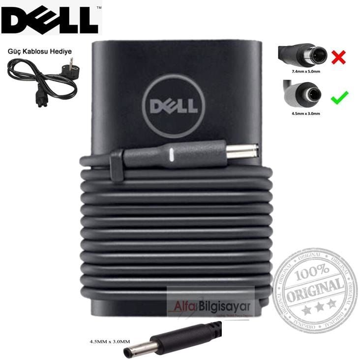 Dell Orjinal 19.5v 3.34A  ince uç  0MGJN9 65w 4.5MM X 3.0MM DA45NM140,  DA65NM111-00,  HA65NS5-00,  HK45NM140, Adaptör Şarj Cihazı 3RG0T, GM456, 0JT9DM, JT9DM, 43NY4, 4H6NV,5K74V, TJ76K, 5NW44, 70VTC, 74VT4, G6J41, GG2WG, GRPT6, A065R073, LADP-65TH F, CC0