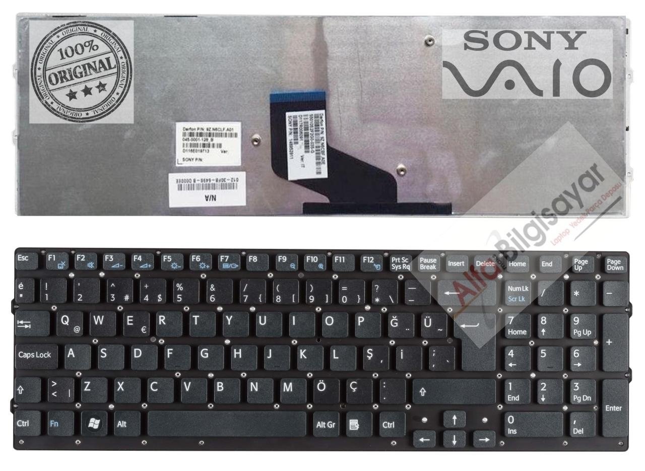 Sony Vaio VPCF2 VPC-F2 VPC-F21 VPC-F22 VPC-F23 9Z.N6cbf.A01 55010S202u0-035-G 148952741 Klavye Tuş Takımı Q - Türkçe