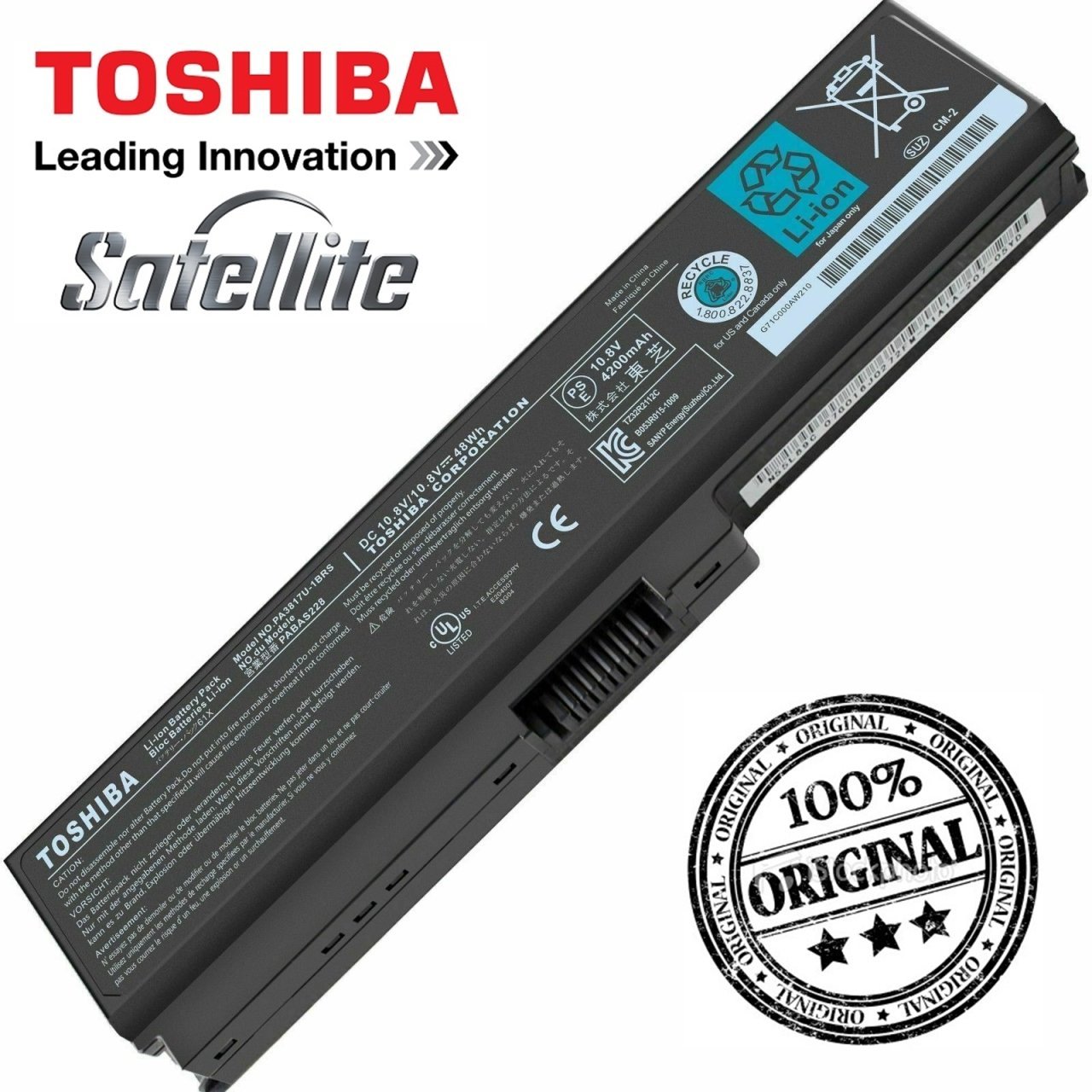 Toshiba ORJINAL PA3817U-1BRS A660 C640 C650 C650D C655 C655D C660 C660D C665 C665D C670 C675 C675D L630 L635 L640 L640D L645 L650 L650D L655 L655D L665 L665D L670 L670D L675 L750 L750D L755 L755D L770 L770D L775 L775D L730 L735 L735D Batarya Pil