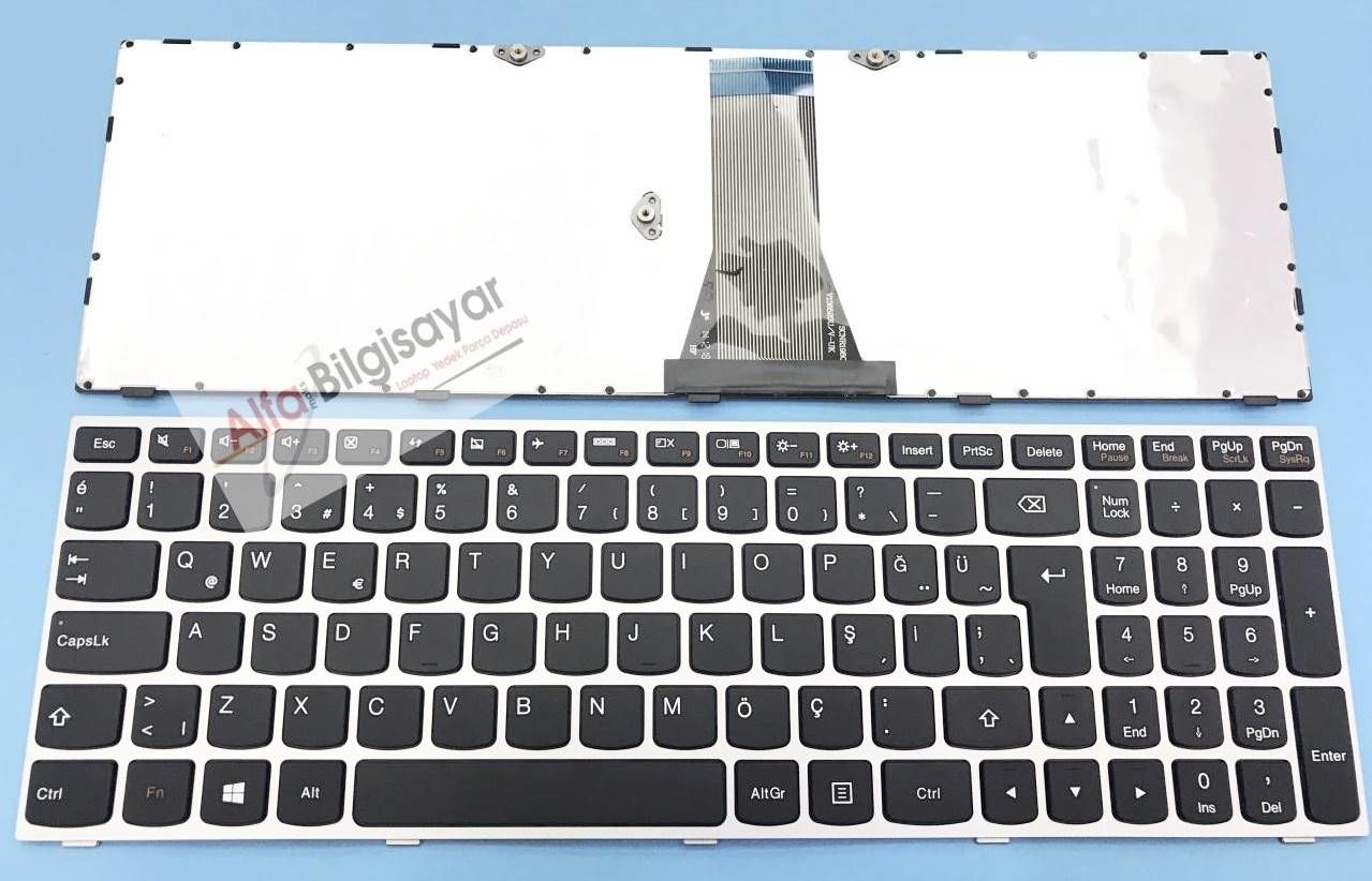 Lenovo IdeaPad Gri çerçeveli 300-15, LENOVO 300 80Q7 80RS 300-15ISK 80Q7, 80RS 300-15IBR 500-15ISK, 500-15ACZ b50 b50-30 b50-45 b50-70 b50-70M b50-75 b50-80 b5030 b5050 b5070 Klavye  TuşTakımı Q-Türkçe