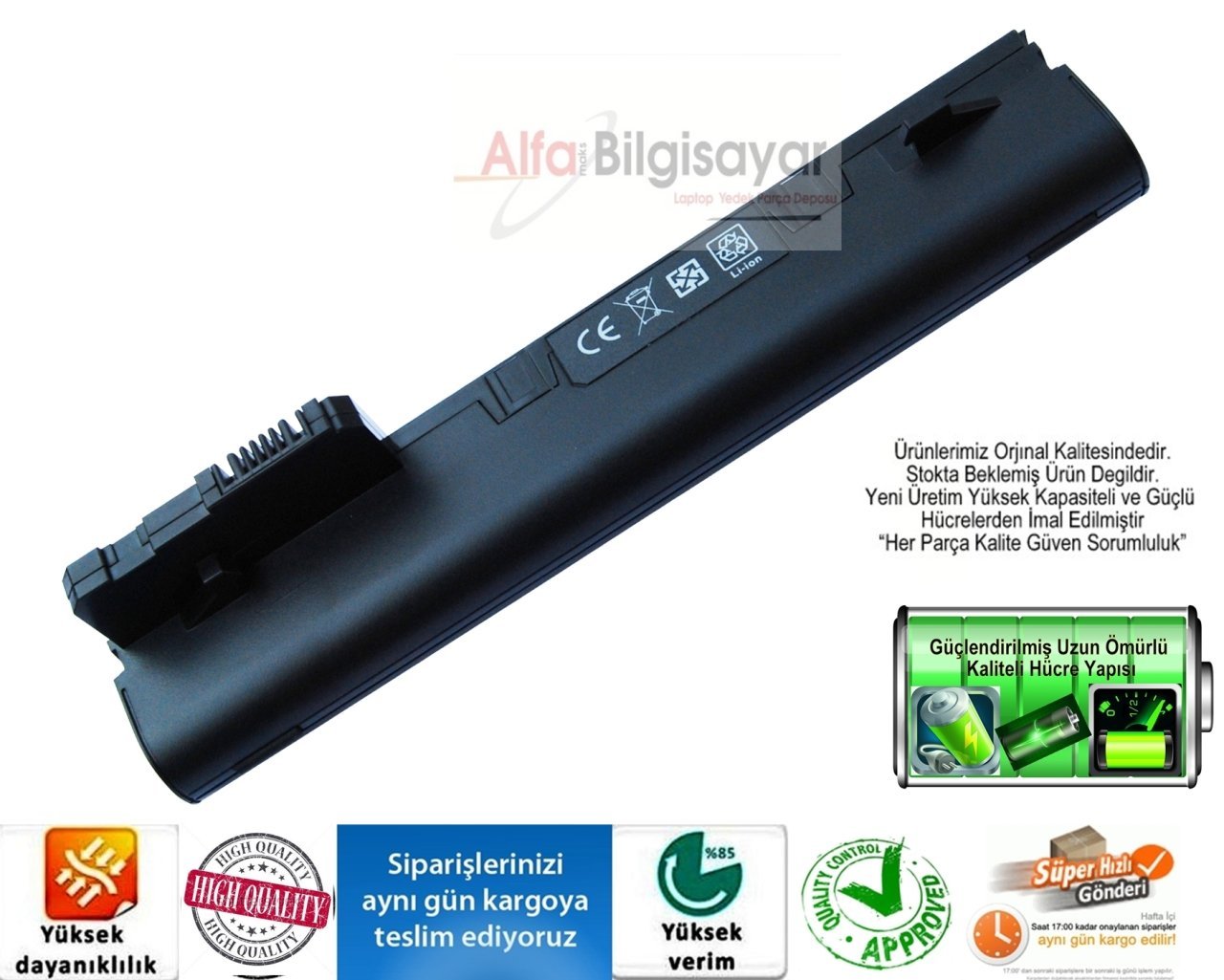 Hp 4400mAh yüksek kapasiteli  HSTNN-CB0C, HSTNN-CB0D, HSTNN-LB0C, HSTNN-I70C, NY221AA, NY220AA, 537626-001, 537627-001, Hp Mini 110 Batarya, Hp Mini 110c Batarya