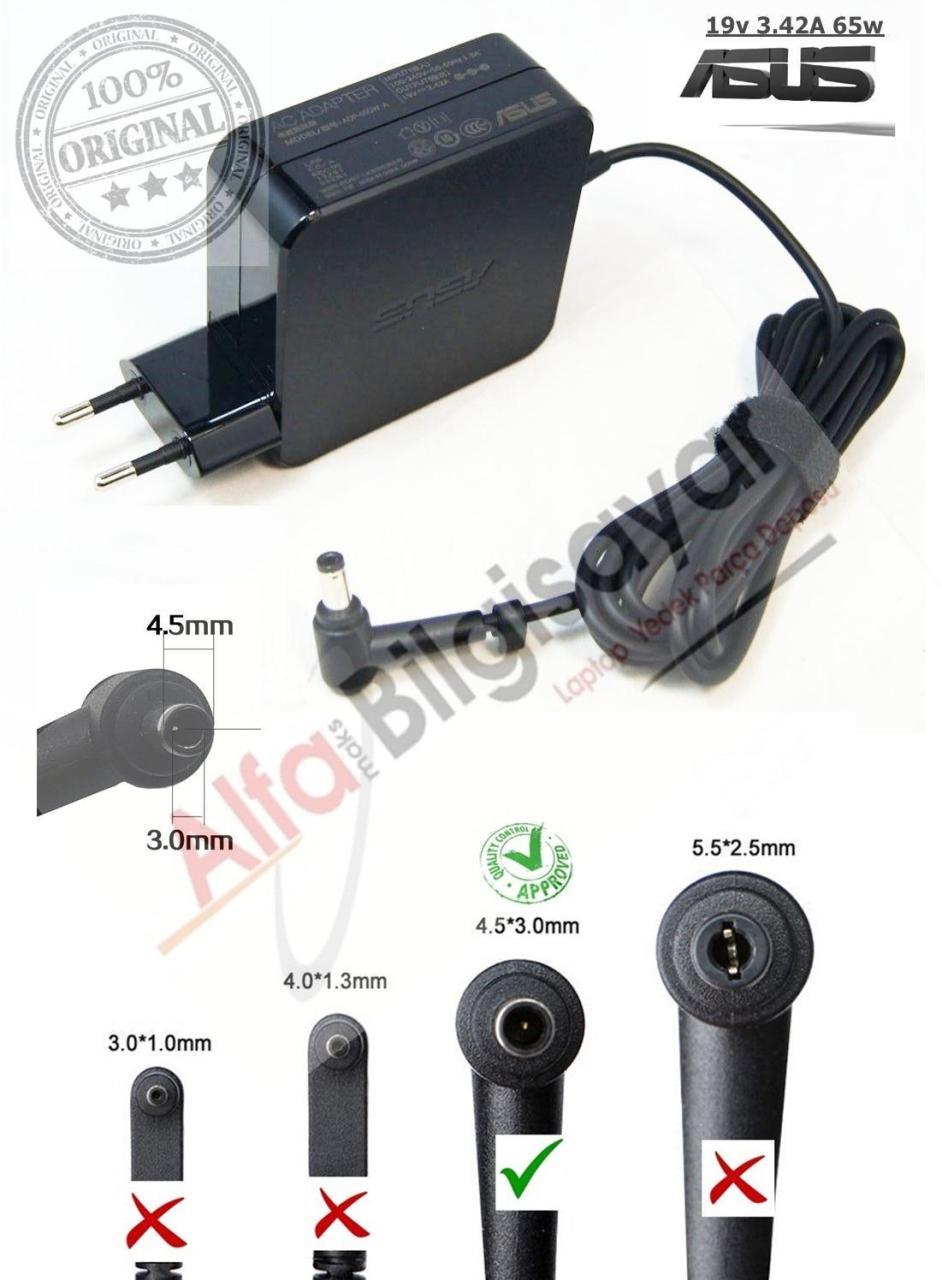 Orjinal Asus 19V 3.42A 4.5mm×3.0 mm PA-1650-48 İğne uç  Adaptör Şarj Cihazı