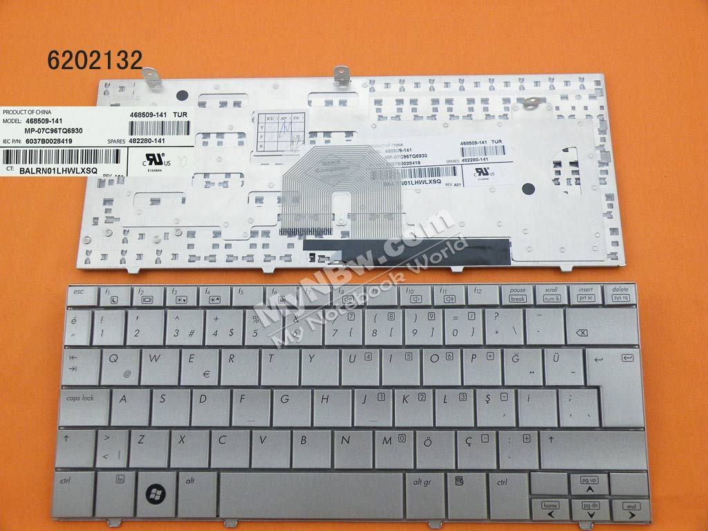 Hp mini 2133 2140 Q Türkçe Gri Klavye, 468509-141, 482280-141, NSK-HB00T, 9J.N1B82.00T, MP-07C96TQ6930, 6037B0028419, Hp Mini-Note 2133, 2140 Klavye, Hp Laptop Tuş Takımı