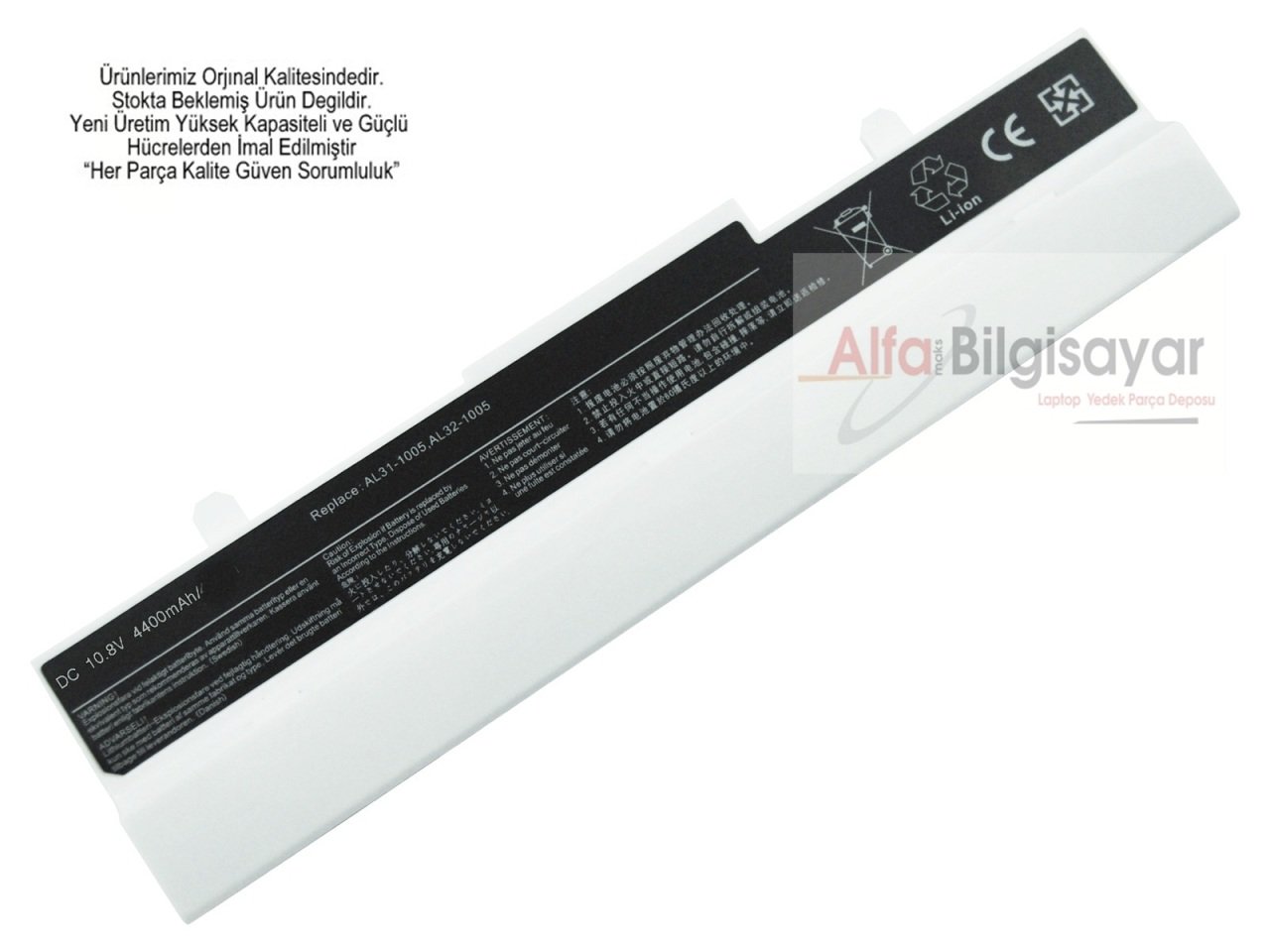 Asus Eee PC Beyaz 1001HA, 1005HA, 1005HAG, 1005PE, 1005PX, 1101HA Batarya, Asus AL31-1005, AL32-1005, ML31-1005, ML32-1005, PL31-1005, PL32-1005 Pil Asus Eee PC 1001HA 1005HA 1005HAB 1005HAG 1005PE, 1005PX, 1101HA ASUS Eee PC 1001 	 	  1001H 1001HA 1001HA