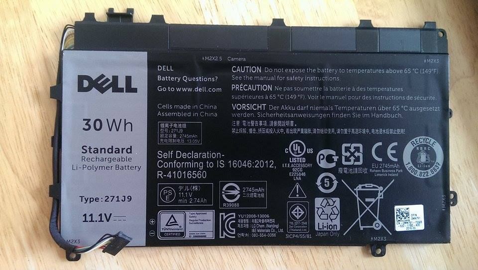 Dell Latitude 13 7000 30Wh 11.1V Laptop Battery YX81V 271J9 Orijinal pil Batarya