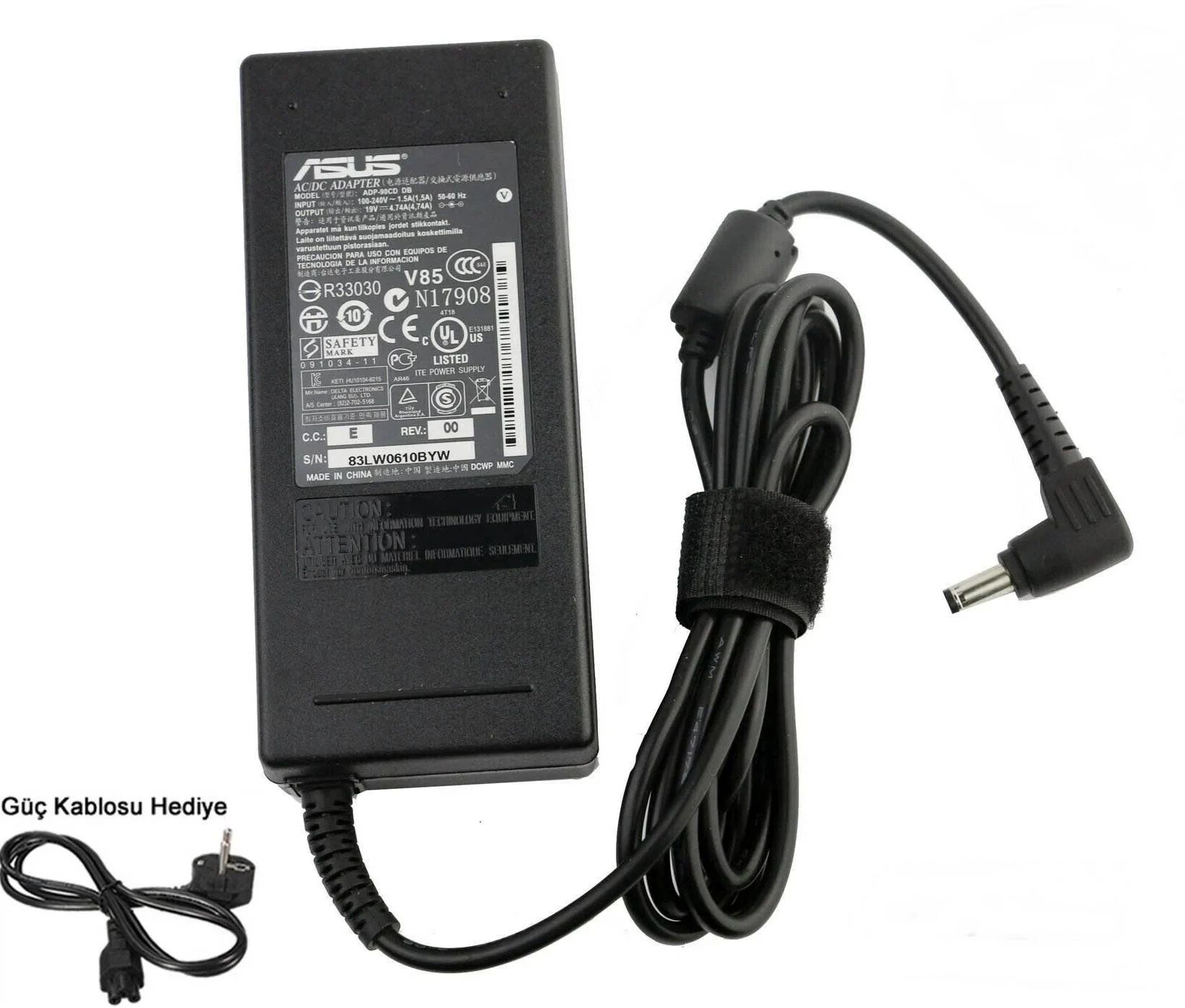 ASUS ORJINAL 19v 4.74a 90W  Standart Uç 5.5x2.5mm  EXA1202XH ADP-90YD B, PA-1900-02 PA1900-29 PA1900-30 PA-1900-42 Adaptör Şarj Cihazı