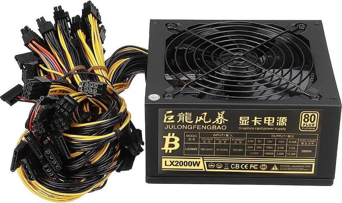 2000w Gaming oyuncu Pc Kasası ve BTC Bitcoin eteryum Ekran Kartı Destekli Power Supply