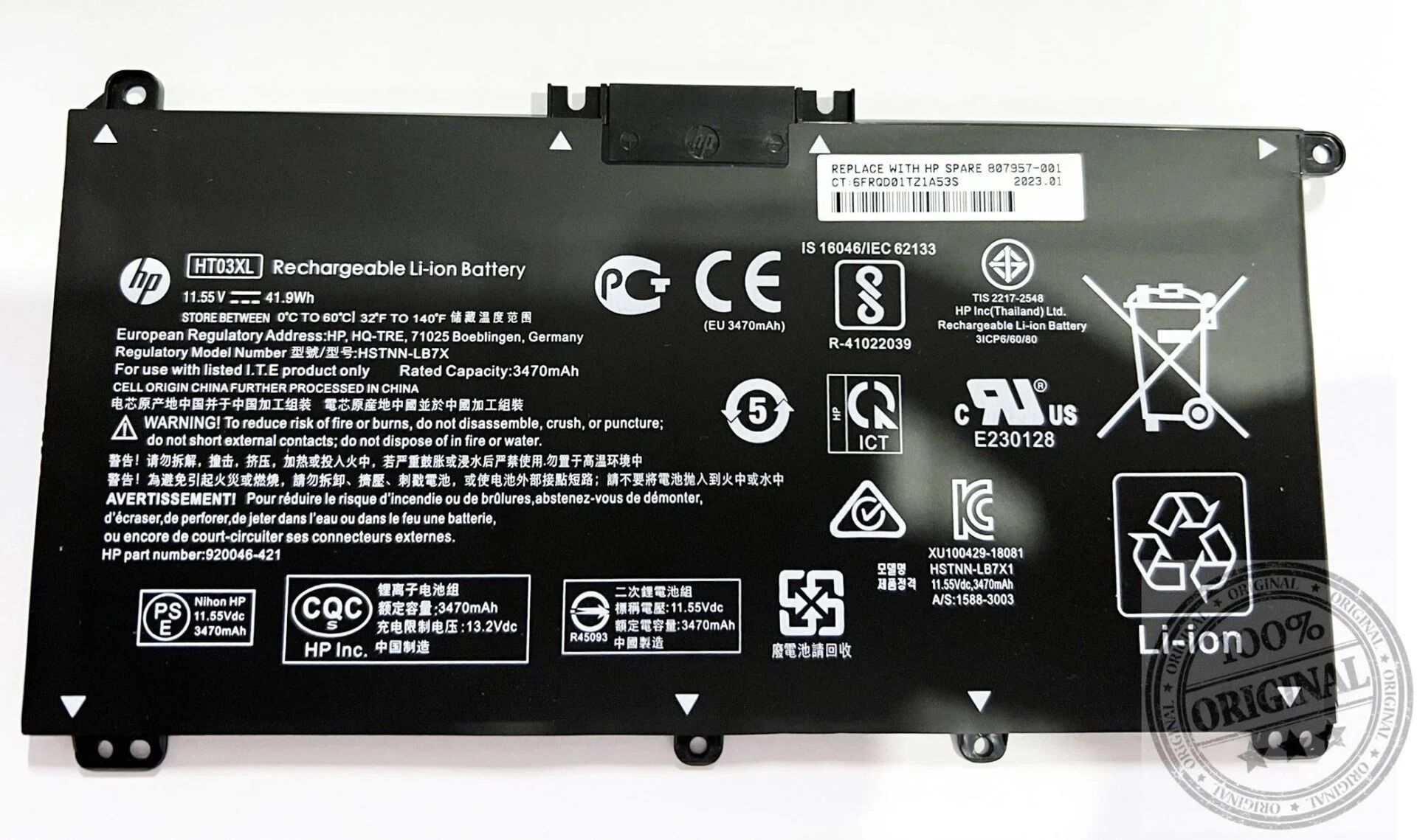 HP Pavilion HT03 HT03XL  14-cf, 14-ck, 14-cm 14q-cs, 14s-cf, 14s-cr 15-da, 15-db 15-dw  15q-ds, 15s-du, 15s-fq  17-by, 17-ca, 17t-by  14-ce, 15-cs, 15-cu  15-cw, 15t-cu, Pavilion x360 14-dh, x360 14m-dh, x360 14t-dh, x360 15-dq, x360 15t-dq Batarya Orjına