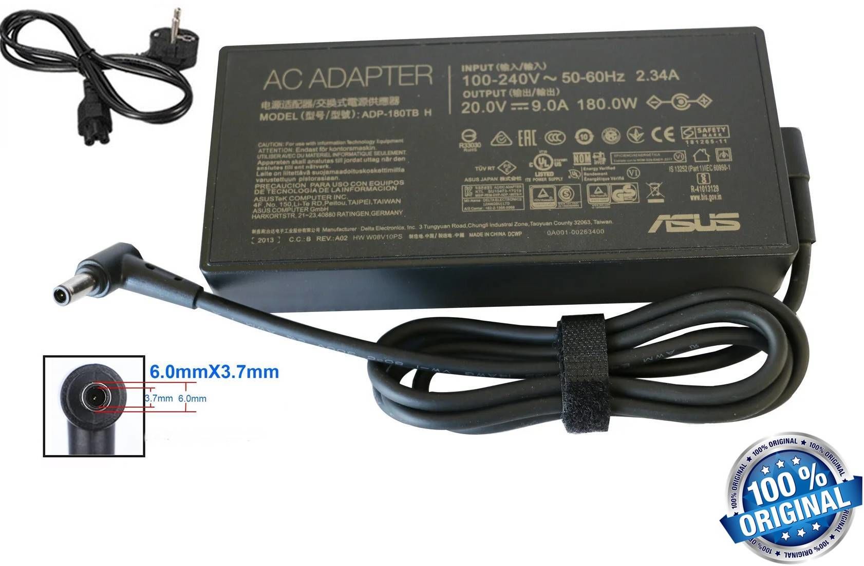 Asus rog Zephyrus, TUF Gaming, ROG Strix 19.5V 9.23A 180w İğne Uç 6.0x3.7mm Adaptör Orijinal Şarj Cihazı