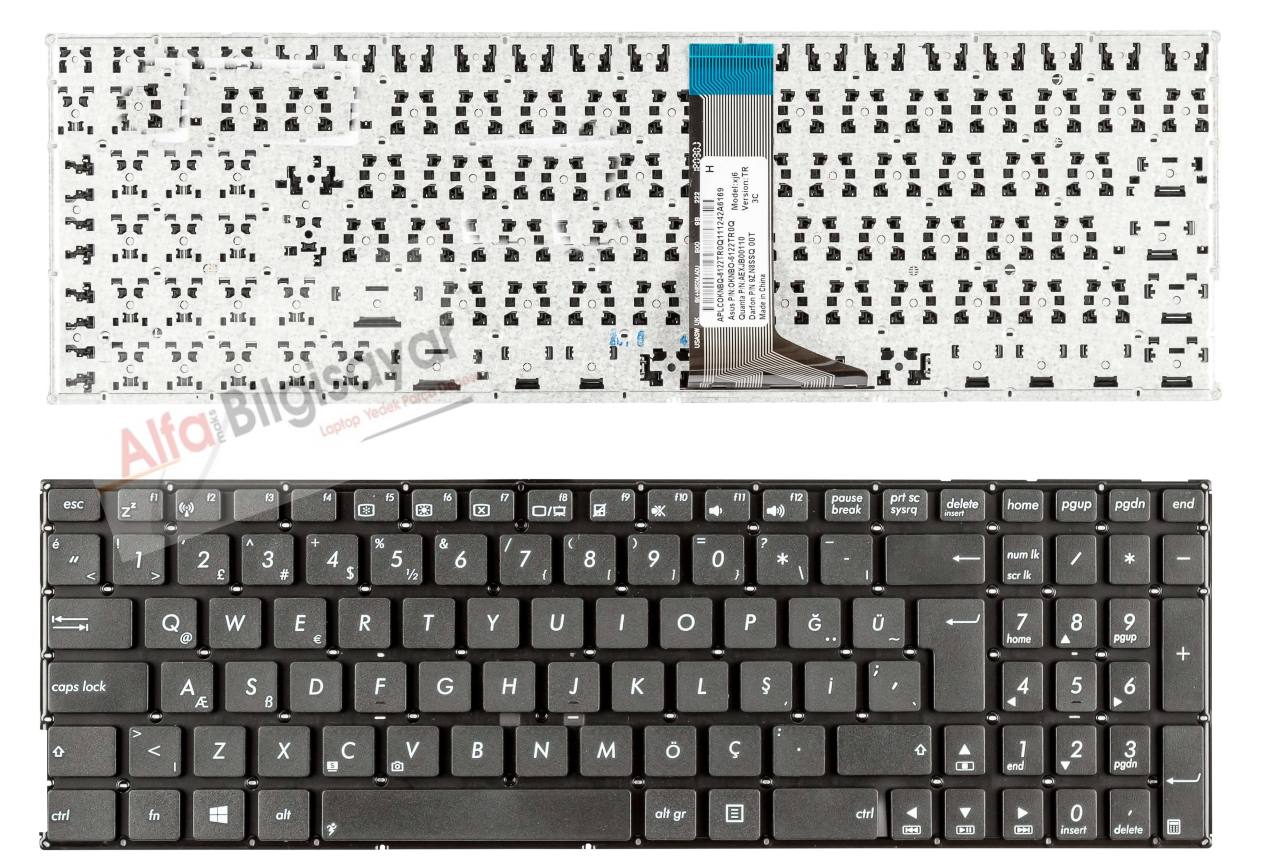 Asus K555 X555 A555 X554 K555L K555LN X555DA X555DG X555LA, X555LB, X555LD, X555LF, X555LI, X555LJ, X555LN, X555LP, X555UA, X555UB, X555UF, X555UJ, X555YI    K555 K555L K555LA K555LB K555U K555UB K555L K555LN  Türkçe  Klavye, Tuş Takımı