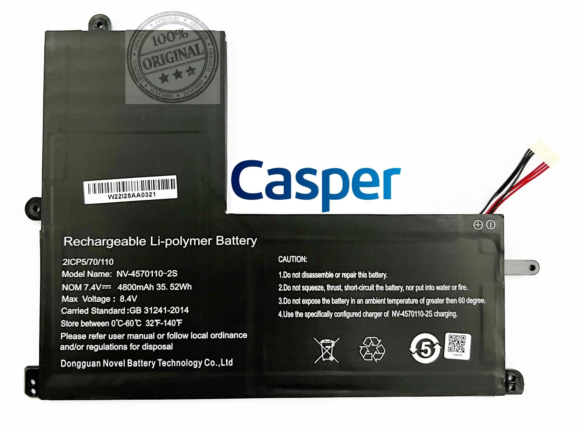 Casper Nirvana C350 NV-4570110-2S celeron Batarya Pil Orijinal (Celeron İşlemcili Modeller İçin L tipi)