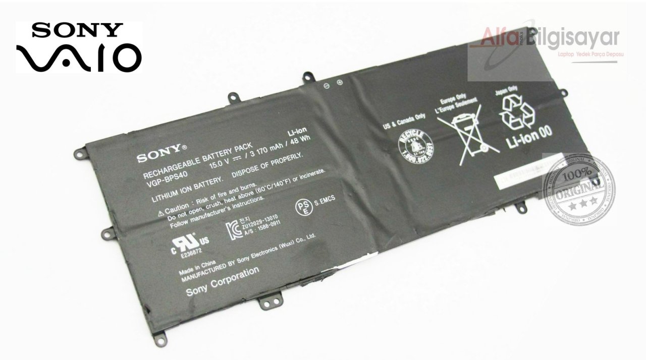 Sony Vaio SVF14N, SVF15N, VGP-BPS40 orjinal Batarya Pil