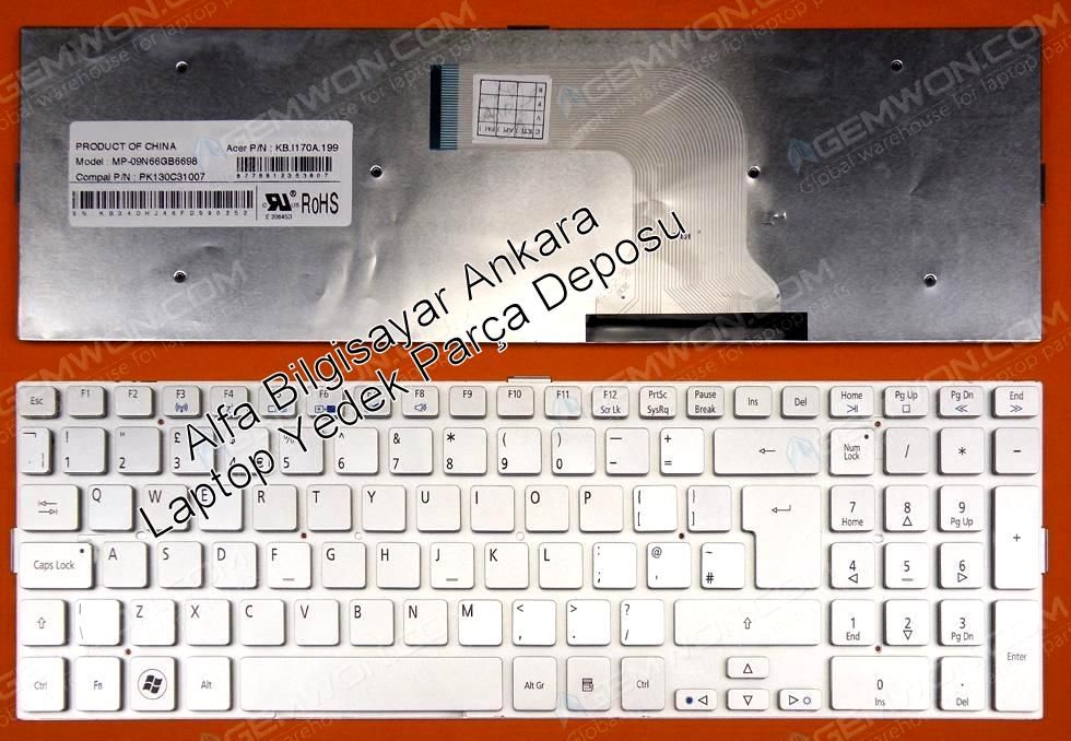 Acer 8950  8950g  8943  8943g  5950  5950g  5943  5943g Klavye Tuş Takımı