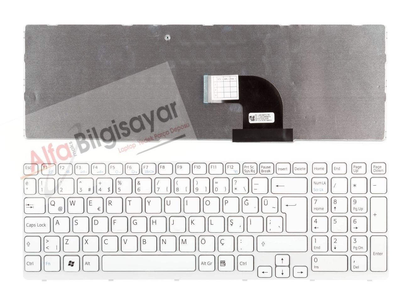 Sony Vaio Beyaz  sve151 serisi SVE 15  SVE15 E15 SVE-15 149030911 AEHK5E011303A 149030911GB V133946BK1UK Klavye TuşTakımı Q-Türkçe