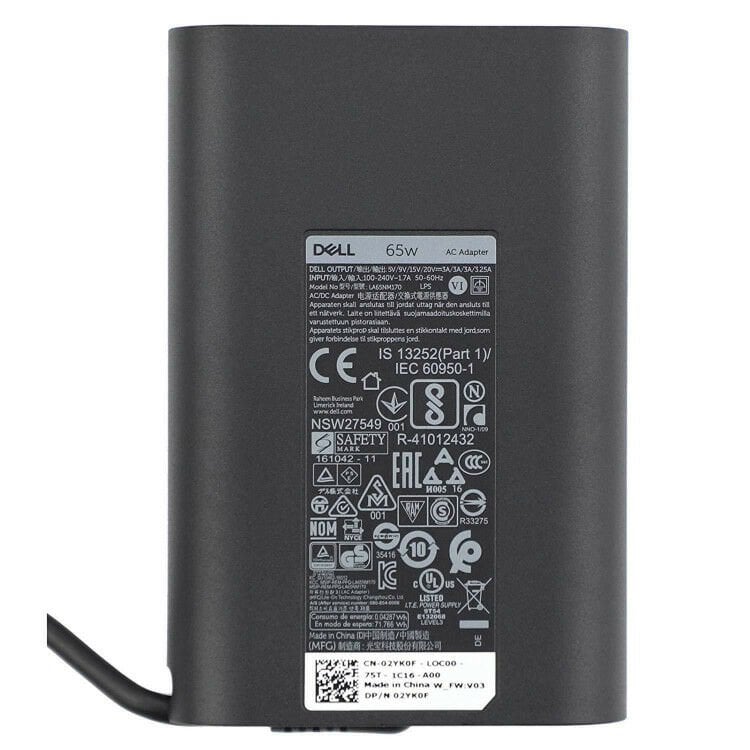 Dell Type-C 65W Orjinal Şarj Adaptörü 20V 3.25A / 12V 2A / 5V 2A DA65NM170, LA65NM170, HA65NM170, 02YK0F 2YK0F JJV9D 0JJV9D 0VT148 0M1WCF, 0JYJNW,