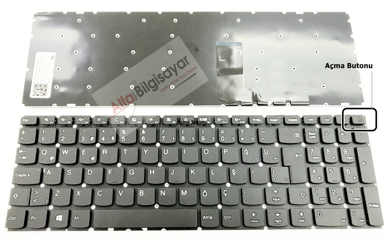 Lenovo ideapad 110-15ACL, 110-15AST,  110-15IBR,  110-15IBR, V110-15AST,  V110-15IAP,  V110-15IKB,  V110-15ISK,  80TR 80T7 80W2 80UD 80TD 80TG 80TH  80TJ 9Z.NCSSN.201, SN20K93009, NSK-BV2SN 01,PK1311S2A05 Power Tuşlu Klavye Tuş takımı Q-Tü