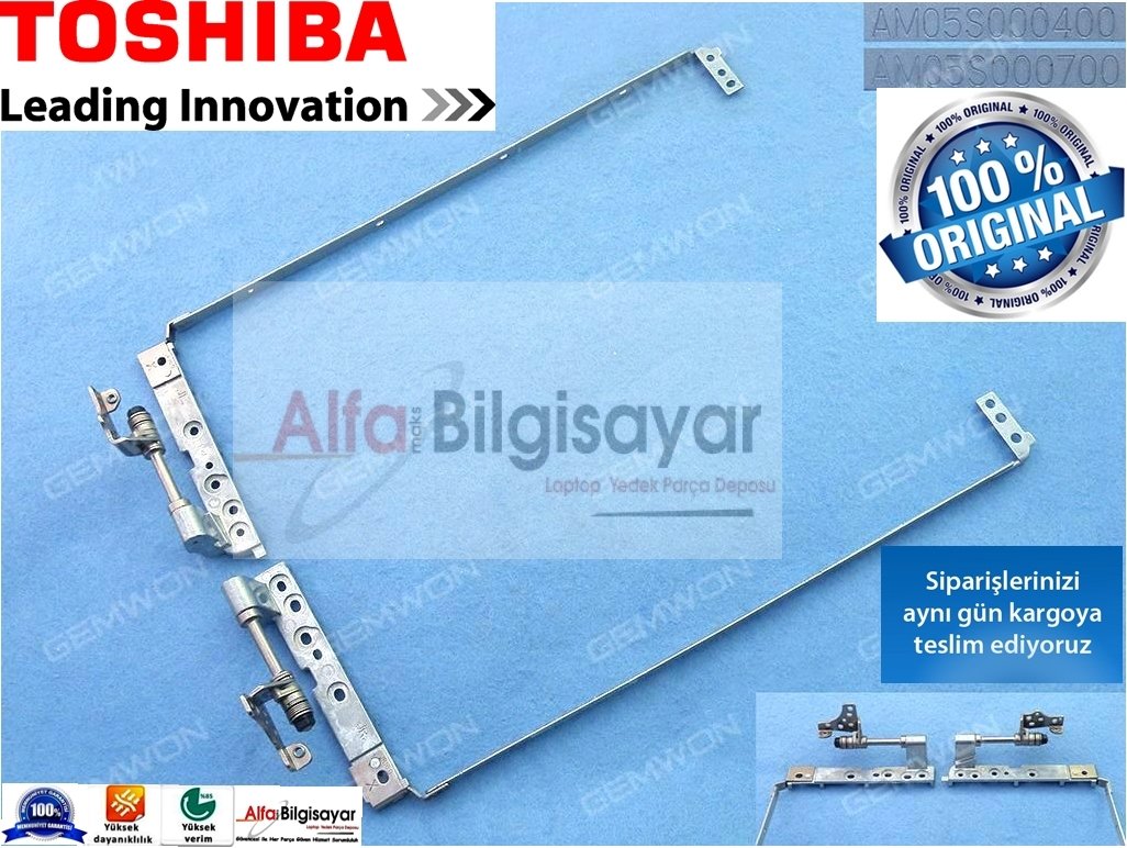 Toshiba Satellite A350 A350D A355 A355D 16'' Laptop Hinge R:Am05s000700 L:Am05s000400 Menteşe sag Sol Orjınal Takım
