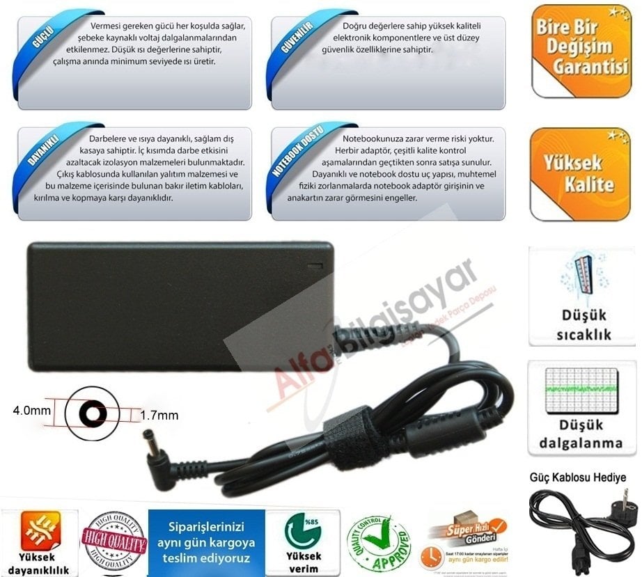 Hp, Grundig Lenovo ultrabook  19v 3.42 A 4.0.1.7 Notebook Adaptörü, Laptop Adaptörü