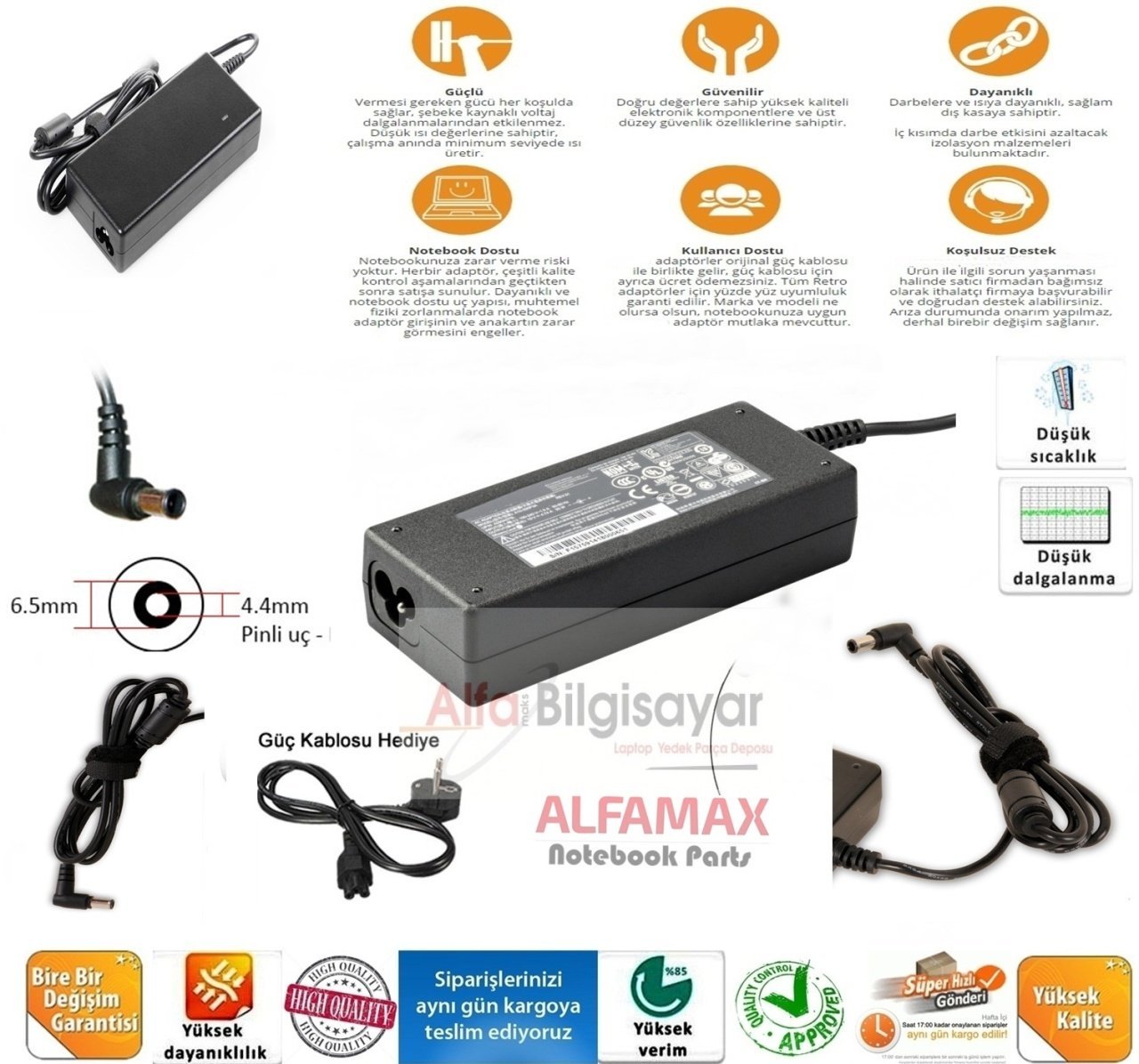 Sony Lg 19.5V 4.74A   6.0.4.4  Notebook Adaptörü, Laptop Adaptörü