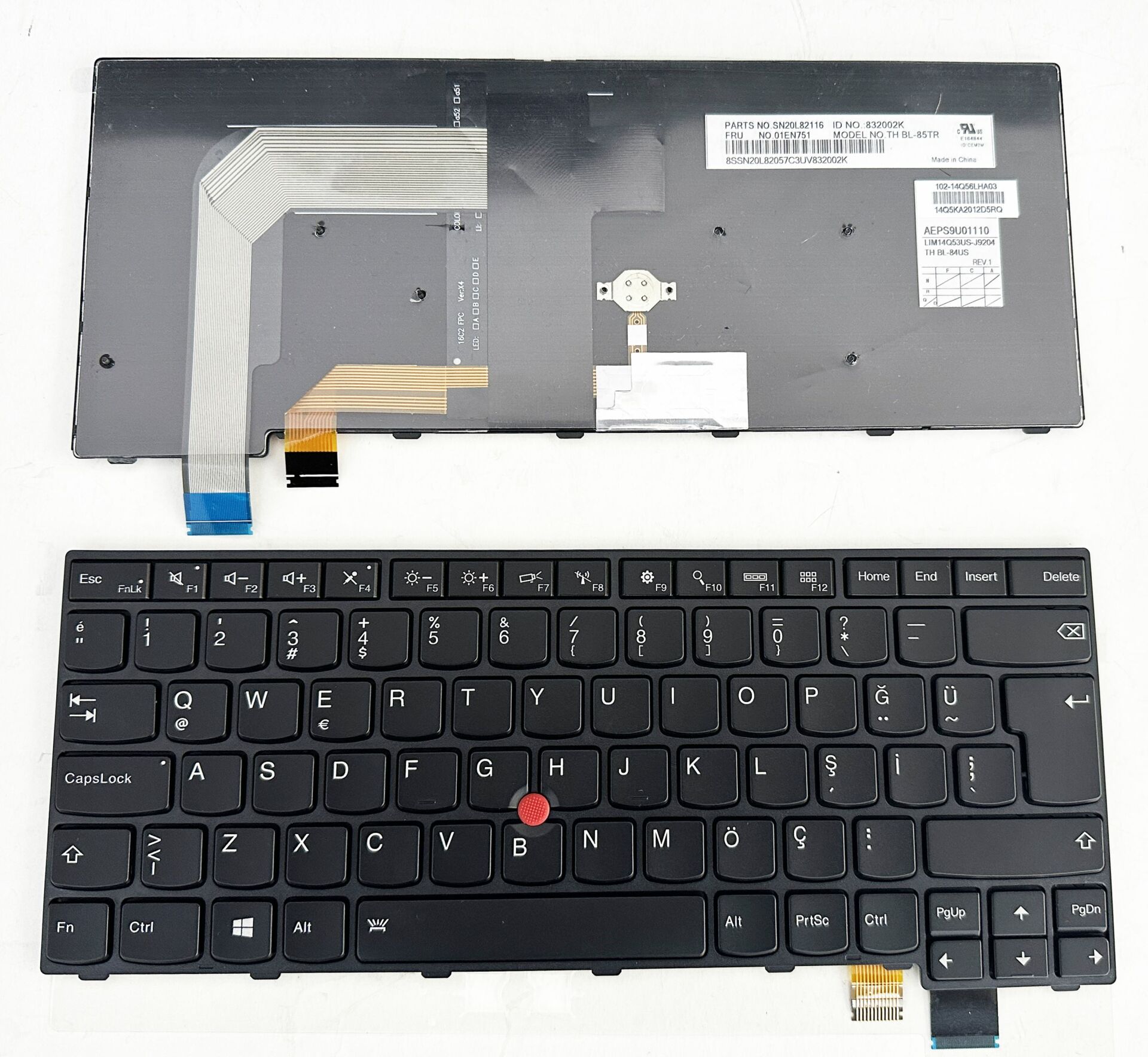 Lenovo ThinkPad T470s, 20HF, 20HG, 20JS, T470p, 20J6, 20J7, T460s, 20F9, 20FA, T460p, 20FW, 20FX, 13 Gen2, 20J1, 20J2, 13 Gen1, 20GJ, 20GK  Aydınlatmalı Işıklı Klavye Tuş takımı