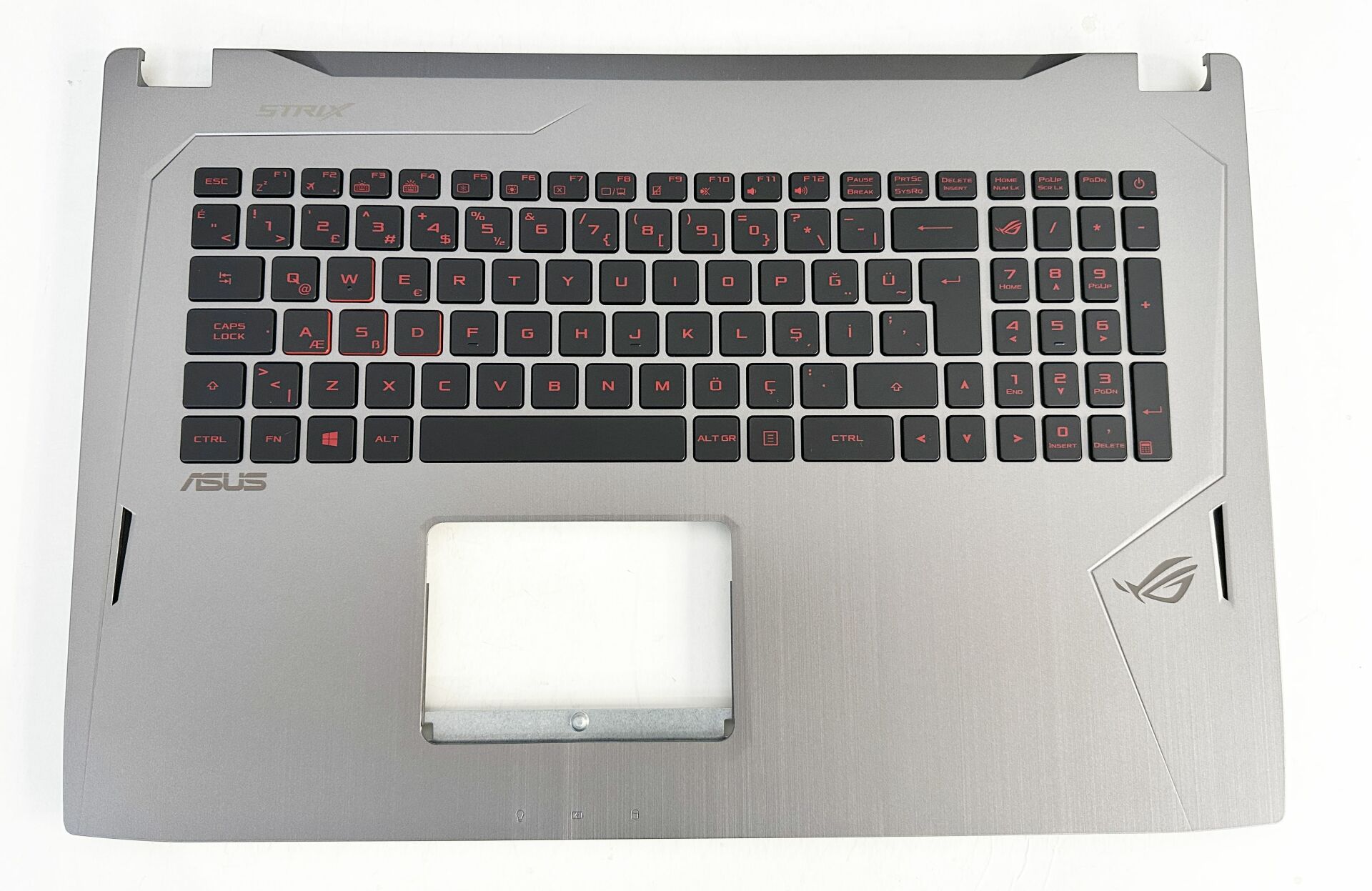 Asus ROG Strix GL702 GL702V GL702VS GL702VT GL702VM Gri Silver Gümüş Renk Üst kasa Kasalı Aydınlatmalı Klavye takımı