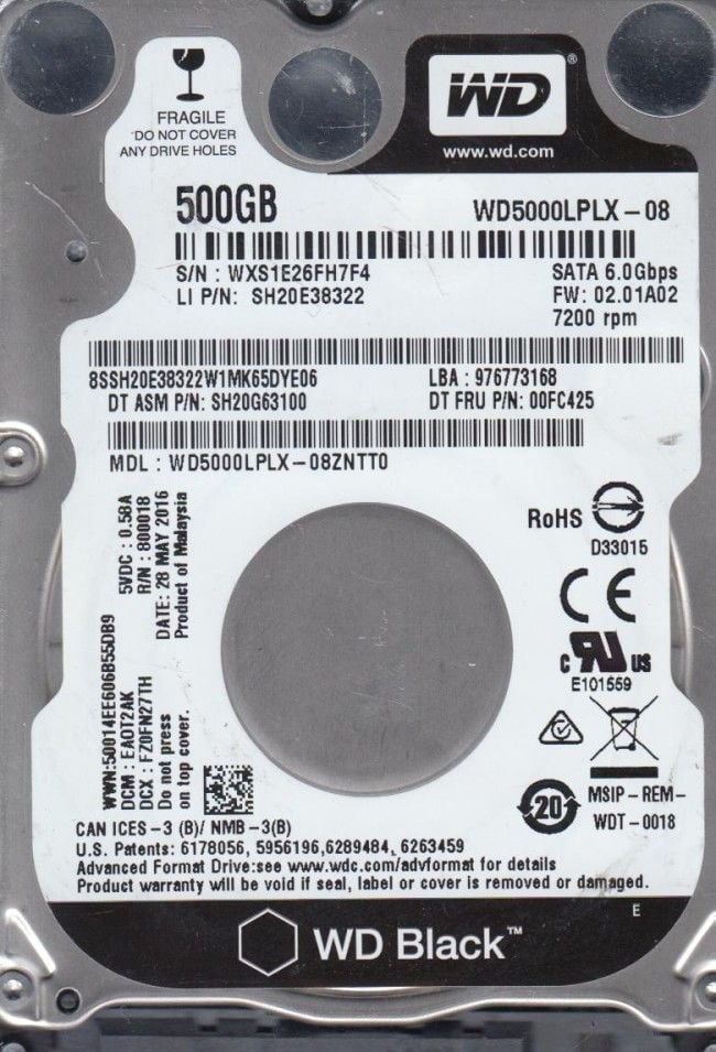 500 GB Western Digital Black WD5000LPLX SATA 3.0 7200RPM 2.5'' 500gb Notebook Laptop uyumlu Harddisk Hdd