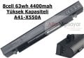 Asus 8Cell 63wh 4400Mah X550, X552 A41-x550a X550, X550C, X550CC, X550CL, X550CA, X550L, X550LC, X550JK, X550LB, X550ld, X550J, X550V, X550VC, X550JK, X550VC, X550VX, X550LNV   Batarya Pil A++ Akü Battery