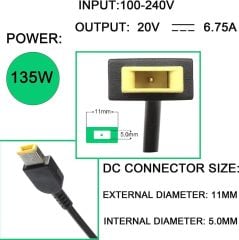ORJINAL LENOVO ADAPTÖR ŞARJ CİHAZI 20V 6.75A 135W  ADL135NLC3A,  ADL135NDC3A ADL135SDC3A Adaptör Şarj Cihazı