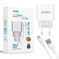 Weko WK-21441 3 Amper Şarj Başlığı ve Micro Usb Kablo