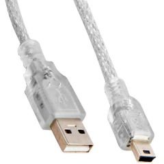 S-Link SL-UK55 USB 2.0 Şeffaf Usb Mini 5 Pin Kablo 5 Metre