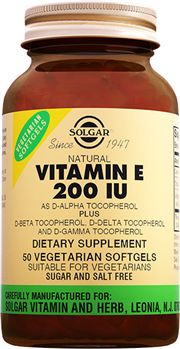 Solgar Vitamin E 200 IU Vegetarian Softgels 50 Bitkisel Softjel