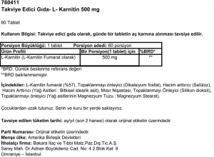 GNC L-Carnitine 500 mg -  60 Kapsül MİAD 12/17