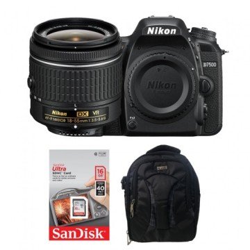 Nikon D7500 + 18-55 Lens + Hafıza Kartı + Eye Sırt Çantası