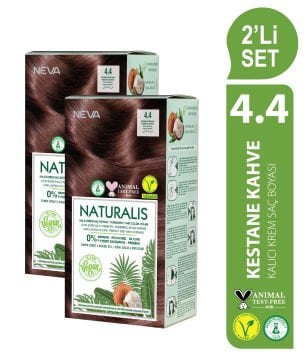 NATURALIS (vegan) 2'Lİ SET  4.4 KESTANE KAHVE Kalıcı Krem Saç Boyası Seti